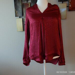 Michael Kors Satin Blouse, Dark Ruby Red Wine, NWT, Woman's Size M